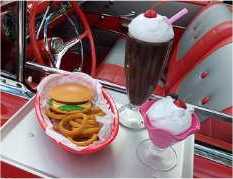 50's burger, fries and milkshake