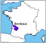map showing the location of the bordeaux wine region in France