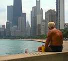 sunbather at Oak St. beach Chicago