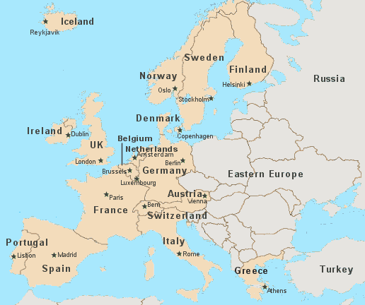 map of Europe tourist destinations
