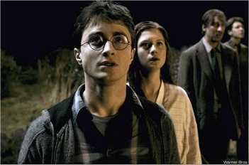 a young Emma Watson, Daniel Radcliffe, and Rupert Grint