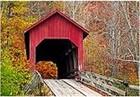 Indiana covered bridge, fall in Brown County
