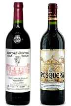 bottles of Vega Sicilia and Pesquera wine from spain