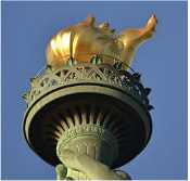 gilded torch, Statue of Liberty