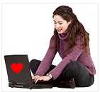 young women sending an ecard for Valentines Day