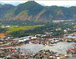 Tsunami destruction near Sumatra, 2004