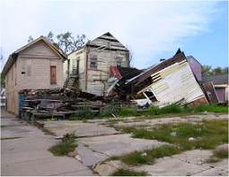 Homes damaged by Hurricane Katrina