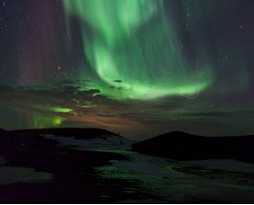 Northern lights over northern Iceland
