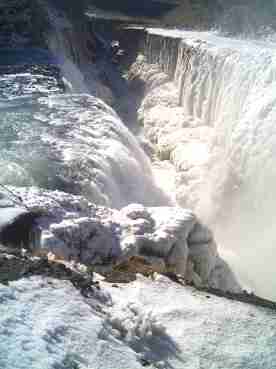 A viiew of the Icelandic waterfall canyon - Gullfossgjúfur