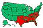 Christmas Map Southern U.S.