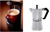 espresso machine and traditional pot