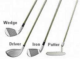 wedge, driver, iron, putter