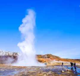 Strokkur geyser at Geysir  Hot Springs Geothermal Area in Iceland