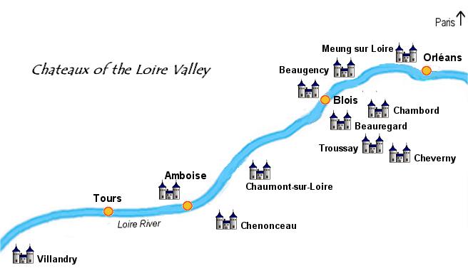 map of loire valley chateaux