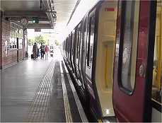 london underground train aboveground