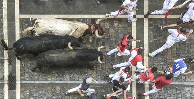 running of the bulls in Pamplona