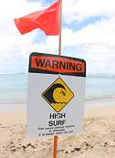 red flag high surf warning