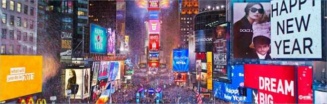 New Year revelers in Times Square in NYC.