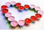Valentines day party centerpiece idea - pink & red votive candles
